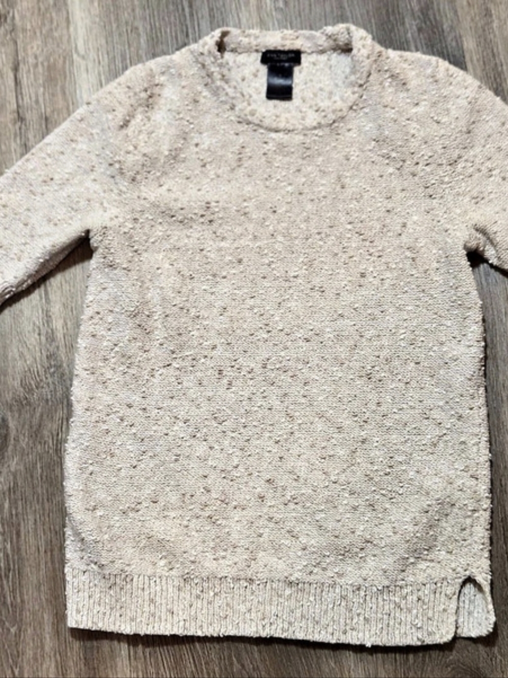 Ann Taylor Textured Crew Neck Sweater in Beige Size Small